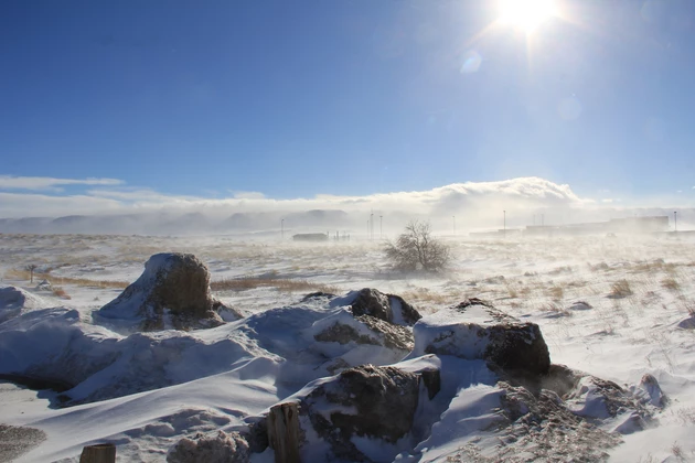 Huge hunks of ice from snow plows. You can see the stable at the National Historic Trails Center.